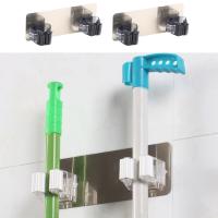 Banyo Organizer Pratik Düzenleyici 4'lü Yapışkanlı Fırça Paspas Mop Fırça Sabitleyici Metalik Ergonomik Aparat