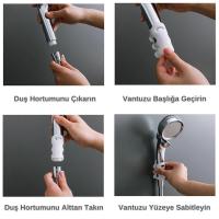 Duş Başlığı Tutucu 7 Güçlü Vakumlu Banyo Silikon Güçlü Vantuz Vakum Aparatı